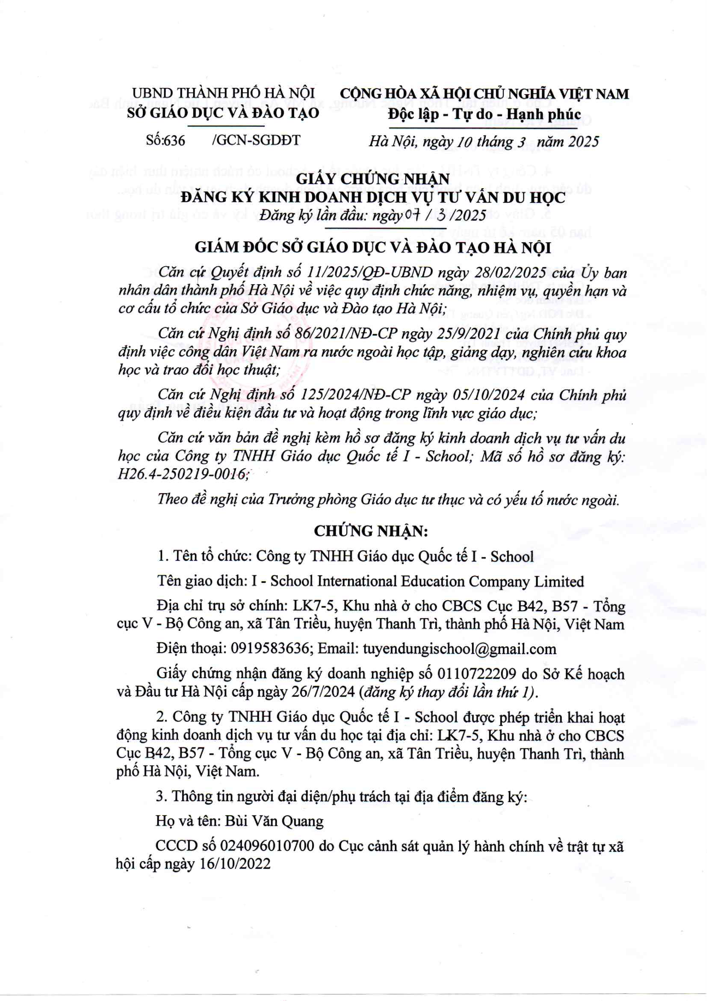 Giấy Phép Tư Vấn Du Học